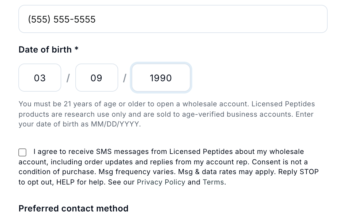 Valid 21-plus date of birth accepted